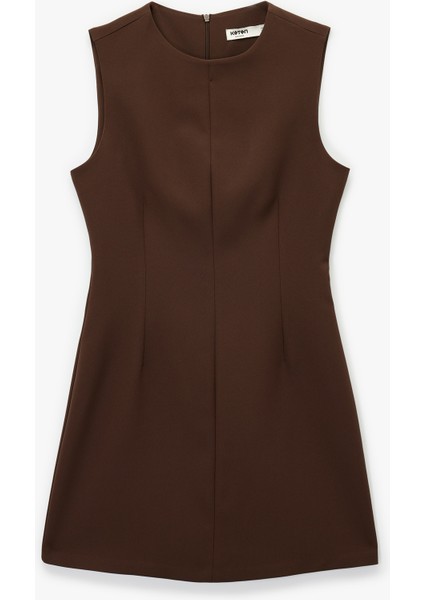 Yuvarlak Yaka A Kesim Kolsuz Mini Elbise modelleri