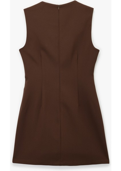 Yuvarlak Yaka A Kesim Kolsuz Mini Elbise fırsatları