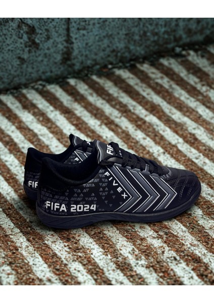 Unisex Siyah Halı Saha Spor Ayakkabı-Futbol Ayakkabısı