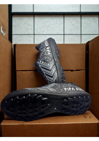 Unisex Siyah Halı Saha Spor Ayakkabı-Futbol Ayakkabısı fırsatları