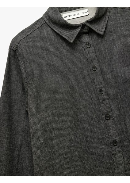 Regular Fit Uzun Kollu Düğmeli Denim Gömlek modelleri