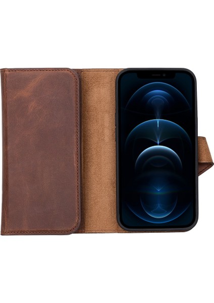 Apple iPhone 13 Pro Uyumlu Deri Cüzdanlı Kılıf Santa G2 Kahve indirimleri