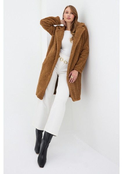 Camel Tek Düğmeli Çift Cepli Astarlı Buklet Kaşe Kaban fiyatları