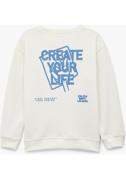 Baskılı Uzun Kollu Bisiklet Yaka Oversize Sweatshirt fiyatları