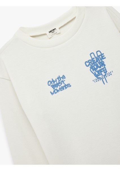 Baskılı Uzun Kollu Bisiklet Yaka Oversize Sweatshirt modelleri