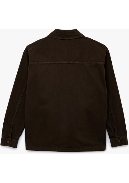 Pamuklu Cepli Bel Detaylı Gömlek Yaka Düğmeli Yıkamalı Oversize Jean Ceket fiyatları