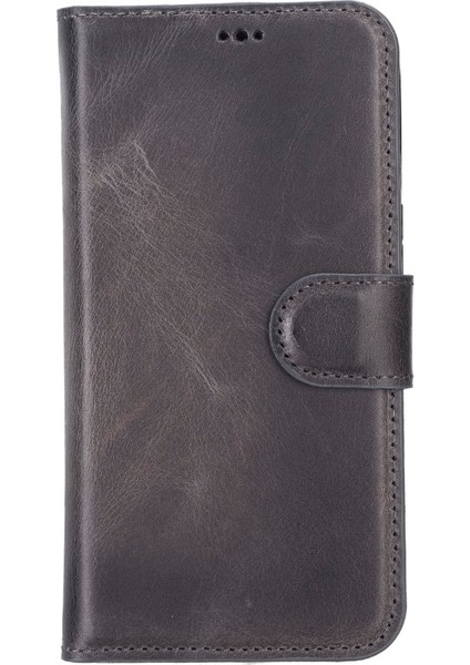 Apple iPhone 13 Pro Uyumlu Deri Cüzdanlı Kılıf VS4EF Gri modelleri