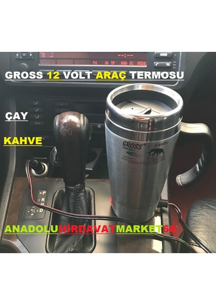12 Volt Araç Termosu Ketıl Su Isıtıcı Termos 500ML Krom