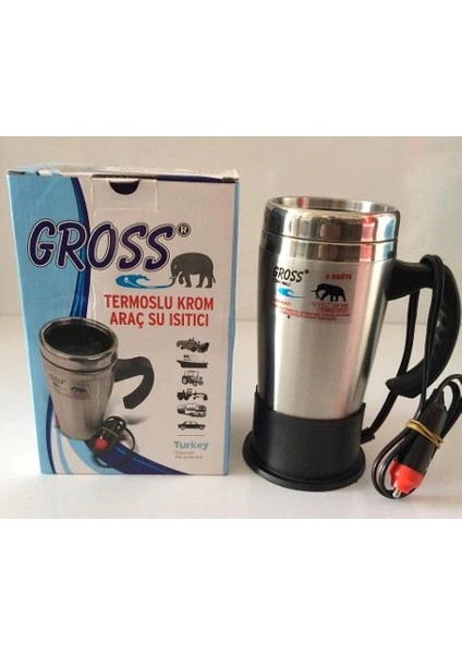 12 Volt Araç Termosu Ketıl Su Isıtıcı Termos 500ML Krom indirimleri