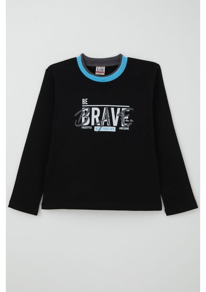 Erkek Çocuk Uzun Kollu Tişört Yazı Baskılı 5-9 Yaş, Siyah indirimleri