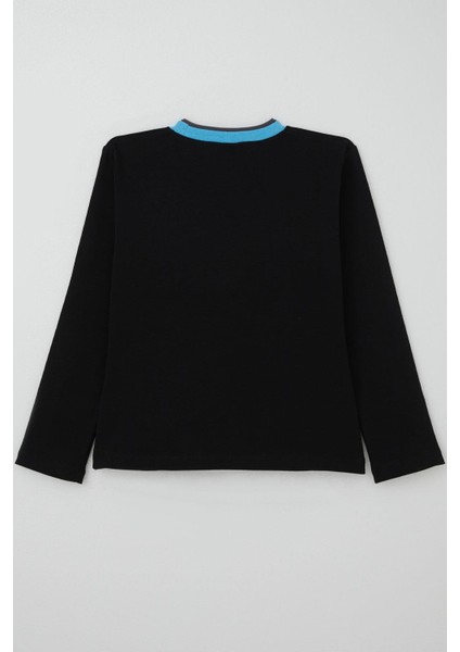 Erkek Çocuk Uzun Kollu Tişört Yazı Baskılı 5-9 Yaş, Siyah