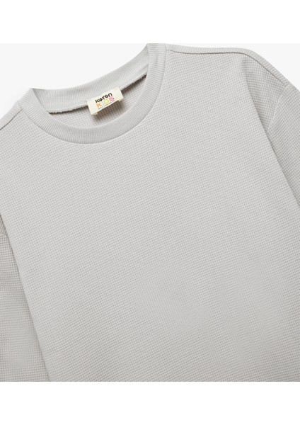 Pamuklu Uzun Kollu Bisiklet Yaka Oversize Basic Sweatshirt fırsatları