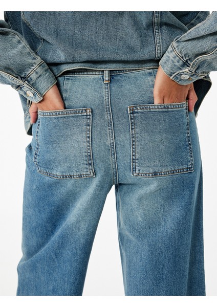 Rahat Kalıp Yüksek Bel Geniş Paça Jean Pantolon - Culotte Jeans modelleri