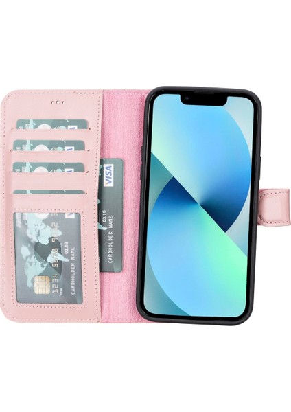 Apple iPhone 14 Plus Uyumlu Deri Cüzdanlı Kılıf Mwwn Nu2 Pembe fırsatları