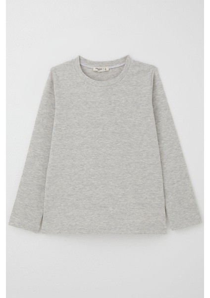 Erkek Çocuk Uzun Kollu Tişört Basic 4-8 Yaş, Bej Melanj fırsatları