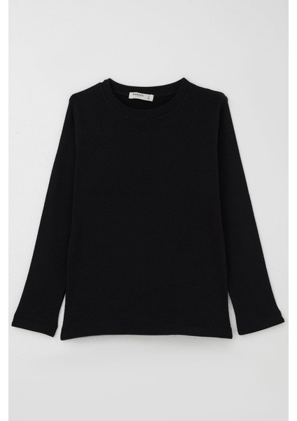 Erkek Çocuk Uzun Kollu Tişört Basic 4-8 Yaş, Siyah