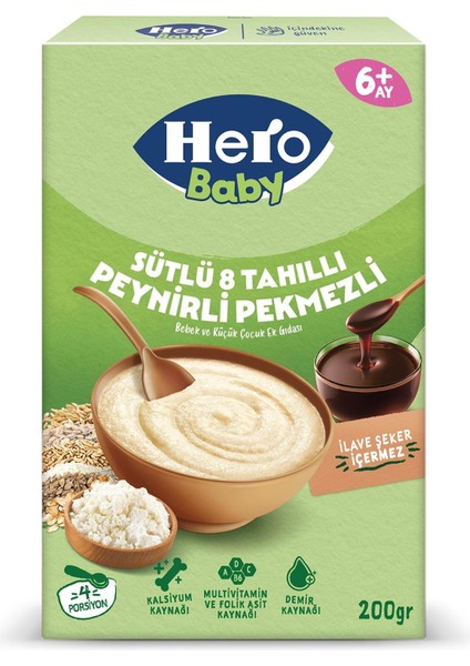 Sütlü 8 Tahıllı Peynirli Pekmezli Kaşık Mama 200G