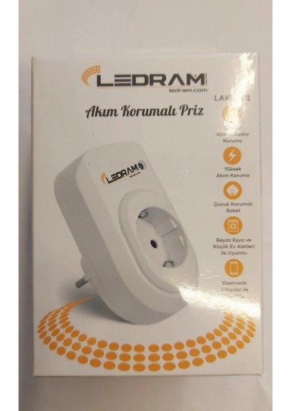 Uzmlight Ledram Faz Akım Koruma Özellikli Fiş Priz - 16A 250V 3500W - Çocuk Korumalı Özellikli - Durum LED Işıklı fiyatları