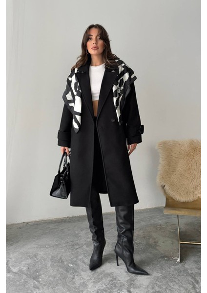 Kadın Kuşak Detaylı Astarlı Kaşe Kaban NBG120 fiyatları