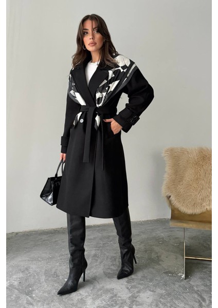 Kadın Kuşak Detaylı Astarlı Kaşe Kaban NBG120 fırsatları