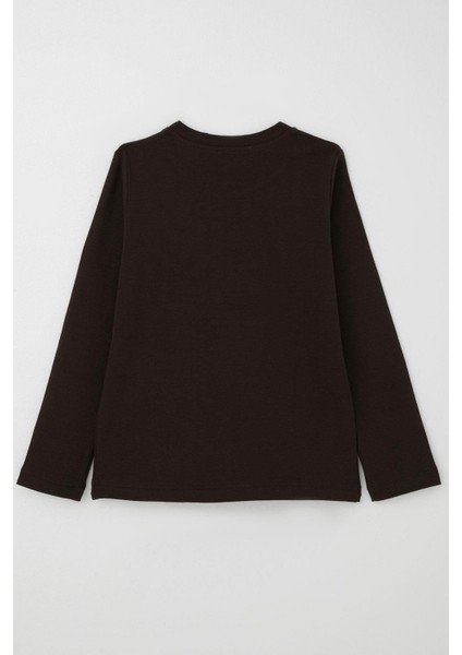 Erkek Çocuk Uzun Kollu Tişört Basic 4-8 Yaş, Acı Kahve