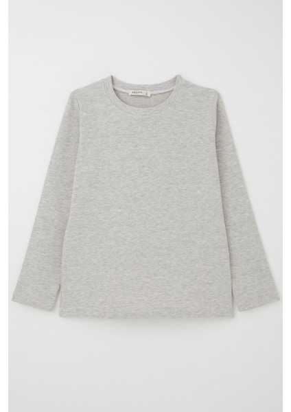 Erkek Çocuk Uzun Kollu Tişört Basic 9-14 Yaş, Bej Melanj fırsatları