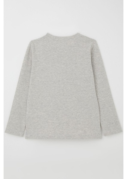 Erkek Çocuk Uzun Kollu Tişört Basic 9-14 Yaş, Bej Melanj indirimleri