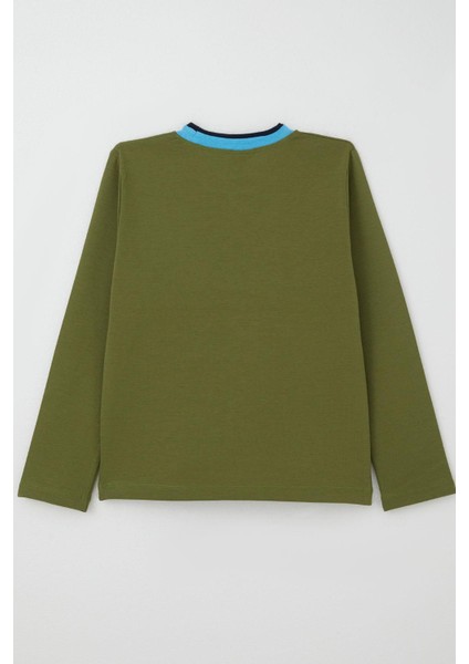 Erkek Çocuk Uzun Kollu Tişört Yazı Baskılı 5-9 Yaş, Haki Yeşil indirimleri