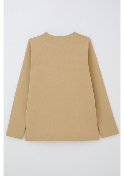 Erkek Çocuk Uzun Kollu Tişört Basic 9-14 Yaş, Krem