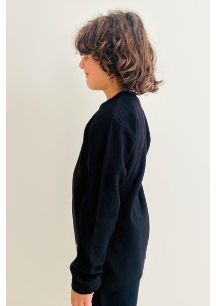 GİRLS & BOYS Erkek Çocuk Uzun Kollu Tişört Armalı 8-14 Yaş, Siyah