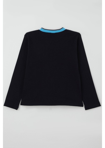 Erkek Çocuk Uzun Kollu Tişört Yazı Baskılı 5-9 Yaş, Lacivert