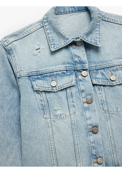 Cepli Uzun Kollu Pamuklu Düğmeli Klasik Yaka Denim Ceket indirimleri