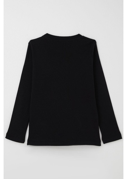 Erkek Çocuk Uzun Kollu Tişört Basic 4-8 Yaş, Siyah