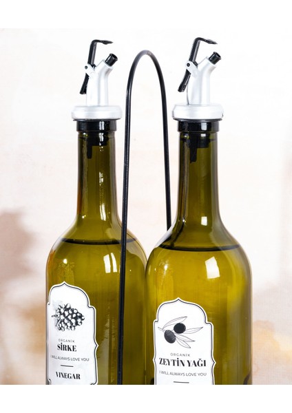 3 Parça 750 ml Cam Yağlık & Sirkelik Seti – Metal Standlı, Damlatmaz Başlıklı modelleri