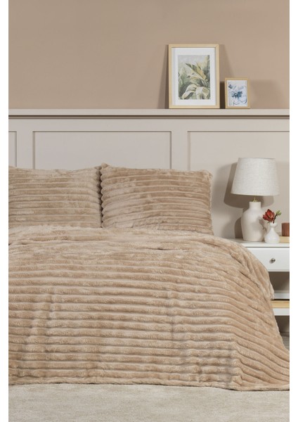 Mateo Battaniye Seti Çift Kişilik Wellsoft 3 Parça (230X250 Cm) Cappucino