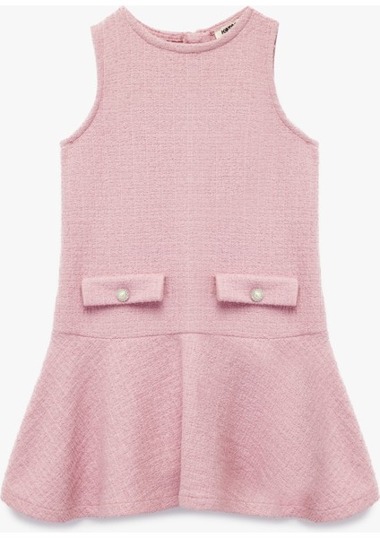 Kolsuz Bisiklet Yaka Düğmeli Elbise