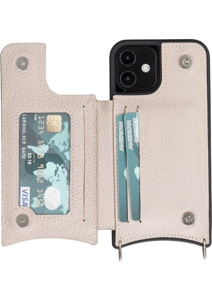 Apple iPhone 12 Pro Uyumlu Deri Askılı Kılıf Ufw Erc3 Bej modelleri
