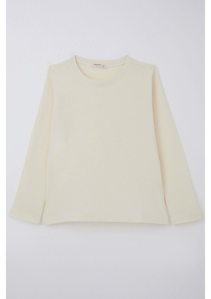 Erkek Çocuk Uzun Kollu Tişört Basic 9-14 Yaş, Krem fırsatları