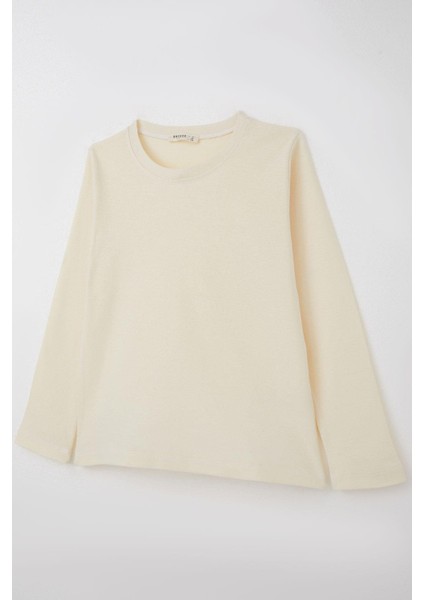 Erkek Çocuk Uzun Kollu Tişört Basic 9-14 Yaş, Krem