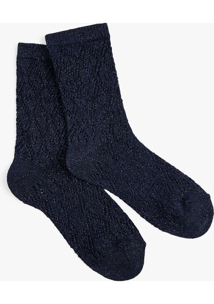 Pamuklu Metalik Detaylı Soket Çorap