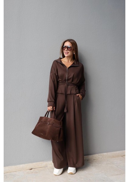 Kahverengi Kemer Detay Takım fiyatları