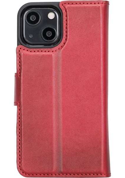 Apple iPhone 13 Mini Uyumlu Deri Cüzdanlı Kılıf V4EF Kırmızı indirimleri