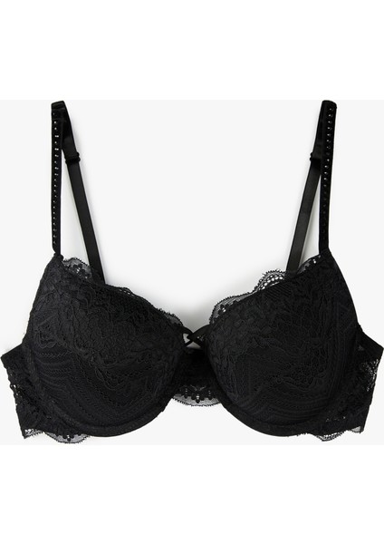 Dantel Detaylı Ekstra Dolgulu Destekli Sütyen