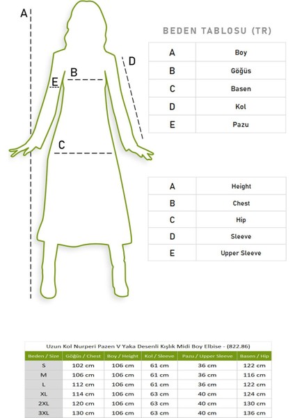 Uzun Kol Nurperi Pazen V Yaka Desenli Kışlık Midi Boy Elbise Siyah Syh
