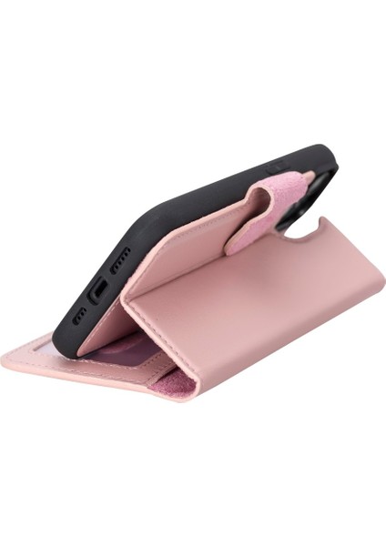 Apple iPhone 14 Uyumlu Deri Cüzdanlı Kılıf Mwwn Nu2 Pembe modelleri