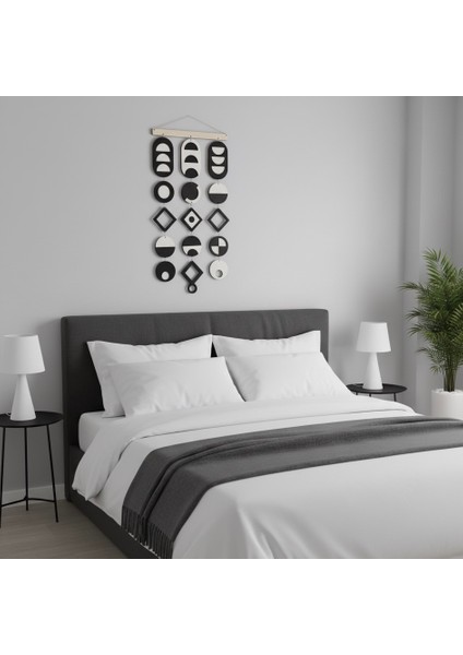 Siyah Beyaz Geometrik Bohem Duvar Dekoru fiyatları