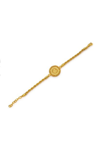 Altın Kaplama Çeyrekli Dorika Çerçeve Burgu Zincirli Bileklik BLK-1173 fiyatları