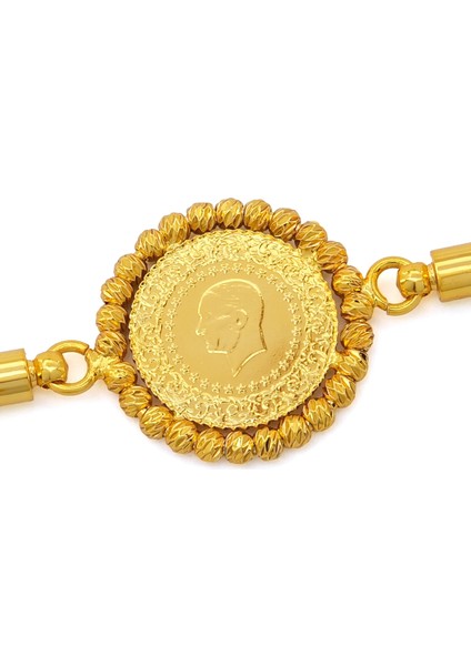Altın Kaplama Çeyrekli Dorika Çerçeve Burgu Zincirli Bileklik BLK-1173 indirimleri