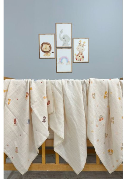 Little Organic's | 3’lü %100 Organik Pamuk Müslin Örtü - Battaniye Seti 75X80 cm | Oeko-Tex | Gots - Ztbest fiyatları