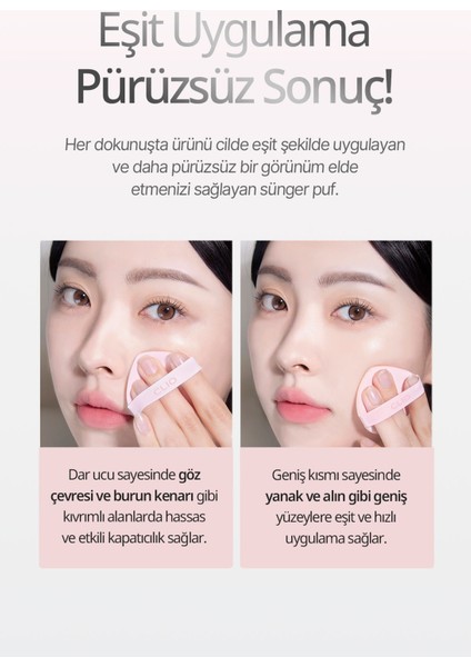 Damla Şekilli, Detaylı Uygulama Sunan Sünger Puf Clıo Kill Cover Cushion Puff Pink (3ADET)